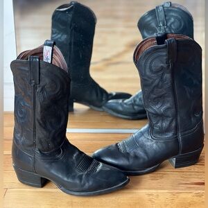 Tony Lama Boots Black Leather Cowboy Western Mens Size 10.5